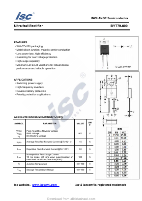 BYT79-600 Datasheet PDF Inchange Semiconductor