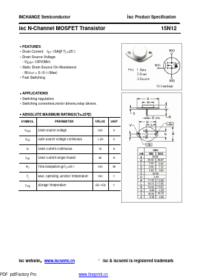 15N12 Datasheet PDF Inchange Semiconductor
