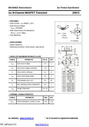 20N15 Datasheet PDF Inchange Semiconductor