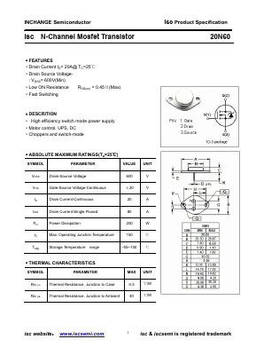 20N60 Datasheet PDF Inchange Semiconductor
