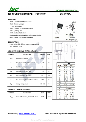 SSI4N90A Datasheet PDF Inchange Semiconductor