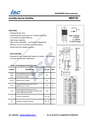 MBR760 Datasheet PDF Inchange Semiconductor