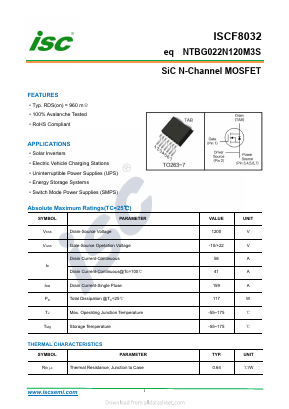 NTBG022N120M3S Datasheet PDF Inchange Semiconductor