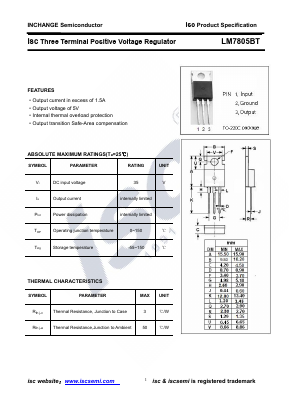LM7805BT Datasheet PDF Inchange Semiconductor