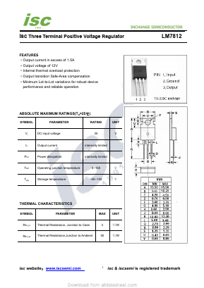 LM7812 Datasheet PDF Inchange Semiconductor