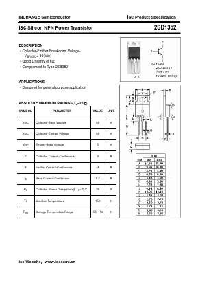 2SD1352 Datasheet PDF Inchange Semiconductor