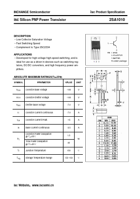 2SA1010 Datasheet PDF Inchange Semiconductor