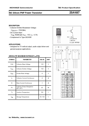 A1667 Datasheet PDF Inchange Semiconductor