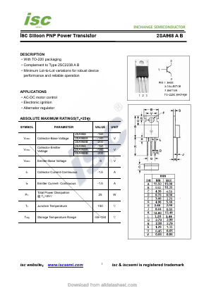A968A Datasheet PDF Inchange Semiconductor