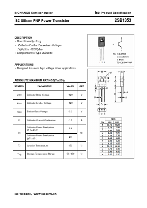2SB1353 Datasheet PDF Inchange Semiconductor