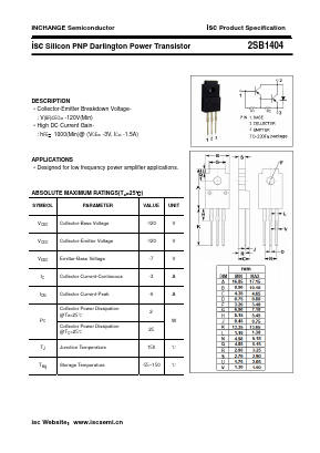 B1404 Datasheet PDF Inchange Semiconductor