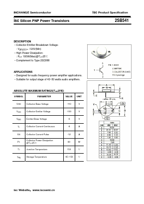 2SB541 Datasheet PDF Inchange Semiconductor