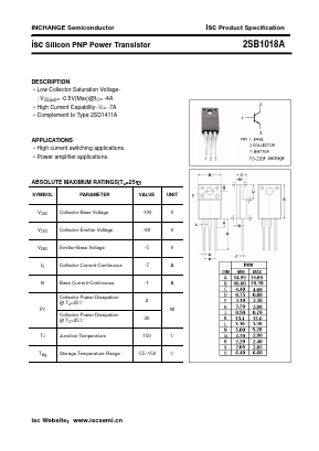 2SB407 Datasheet PDF Inchange Semiconductor