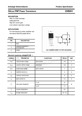 B601 Datasheet PDF Inchange Semiconductor