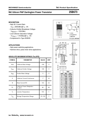 B673 Datasheet PDF Inchange Semiconductor