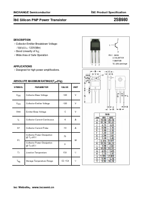 2SB980 Datasheet PDF Inchange Semiconductor