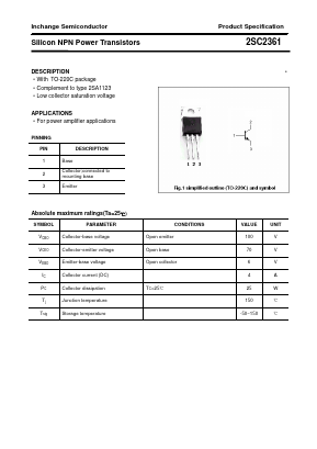 2SC2361 Datasheet PDF Inchange Semiconductor