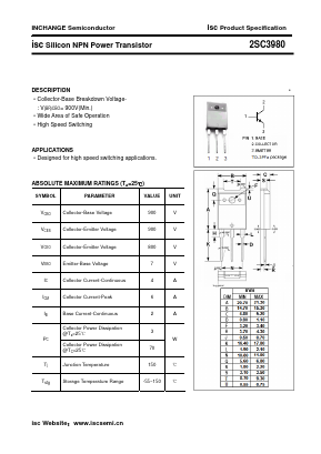 C3980 Datasheet PDF Inchange Semiconductor