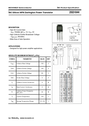 D1044 Datasheet PDF Inchange Semiconductor