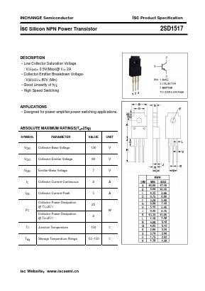 2SD1517 Datasheet PDF Inchange Semiconductor