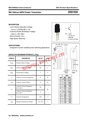 2SD1530 Datasheet PDF Inchange Semiconductor