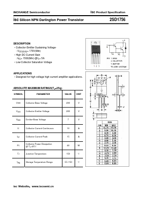 2SD1756 Datasheet PDF Inchange Semiconductor