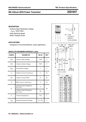 D1847 Datasheet PDF Inchange Semiconductor