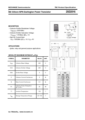 2SD2016 Datasheet PDF Inchange Semiconductor