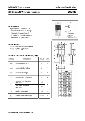 2SD843 Datasheet PDF Inchange Semiconductor