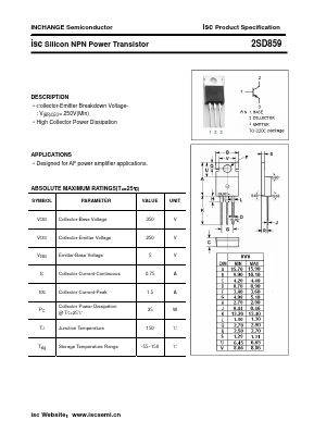 2SD859 Datasheet PDF Inchange Semiconductor