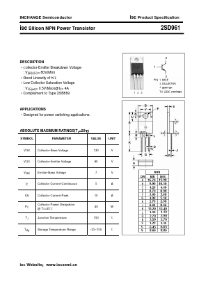 D961 Datasheet PDF Inchange Semiconductor