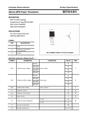 BD743B Datasheet PDF Inchange Semiconductor