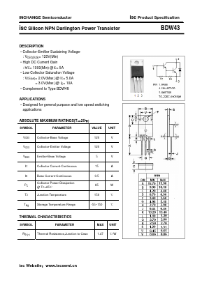 BDW43 Datasheet PDF Inchange Semiconductor