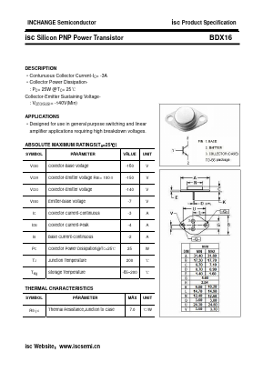 BDX16 Datasheet PDF Inchange Semiconductor
