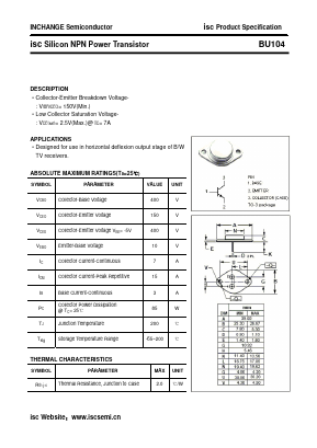BU104 Datasheet PDF Inchange Semiconductor