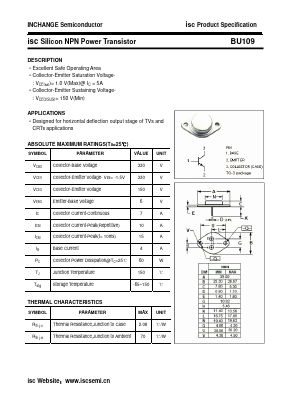 BU109 Datasheet PDF Inchange Semiconductor