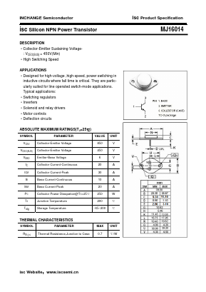 MJ16014 Datasheet PDF Inchange Semiconductor