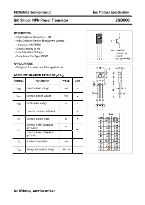 D600 Datasheet PDF Inchange Semiconductor