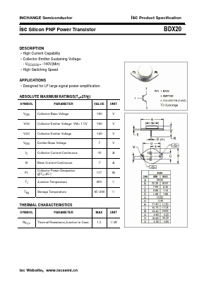 BDX20 Datasheet PDF Inchange Semiconductor