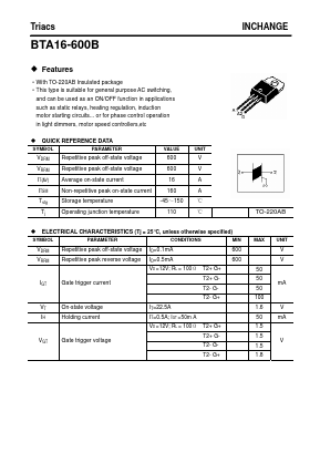 BTA16-600B Datasheet PDF Inchange Semiconductor