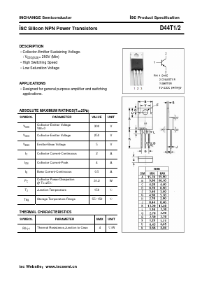 D44T1 Datasheet PDF Inchange Semiconductor