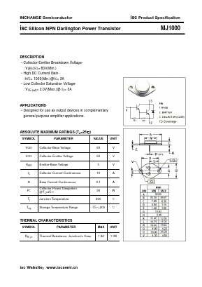 MJ1000 Datasheet PDF Inchange Semiconductor