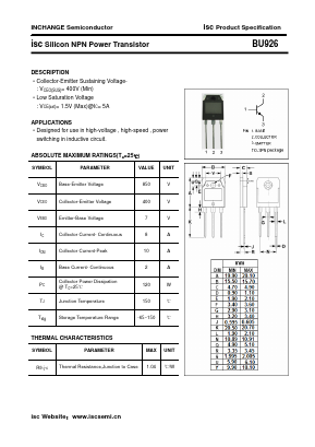 BU926 Datasheet PDF Inchange Semiconductor