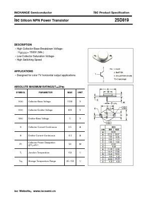 2SD819 Datasheet PDF Inchange Semiconductor