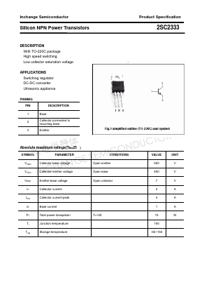 2SC2333 Datasheet PDF Inchange Semiconductor
