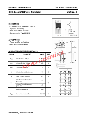 2SC2073 Datasheet PDF Inchange Semiconductor