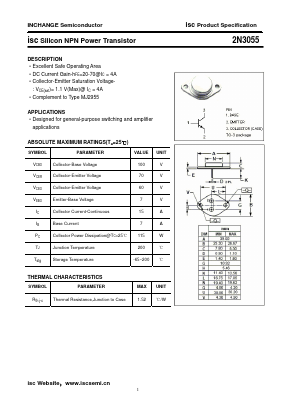 2N3055 Datasheet PDF Inchange Semiconductor