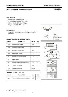 2N3055H Datasheet PDF Inchange Semiconductor