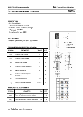 BD329 Datasheet PDF Inchange Semiconductor