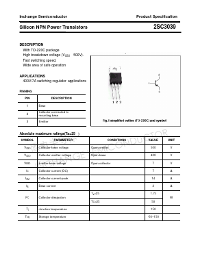2SC3039 Datasheet PDF Inchange Semiconductor